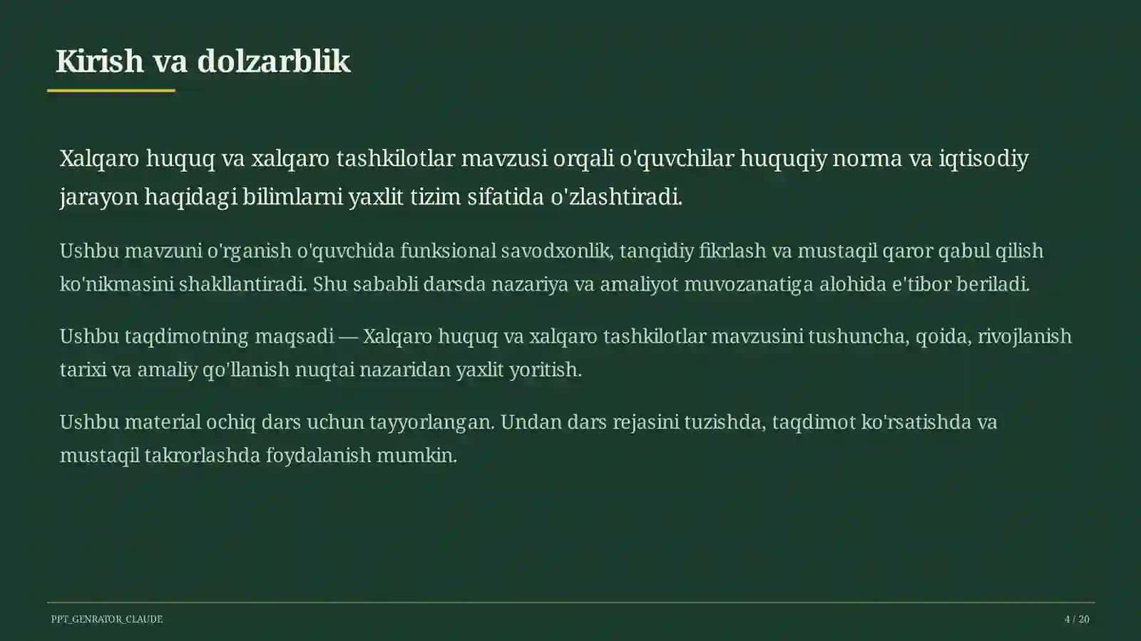 Xalqaro huquq va xalqaro tashkilotlar (11-sinf) 4