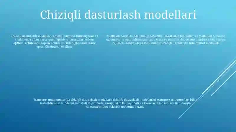 Transport Masalasi Matematik Modellar 4