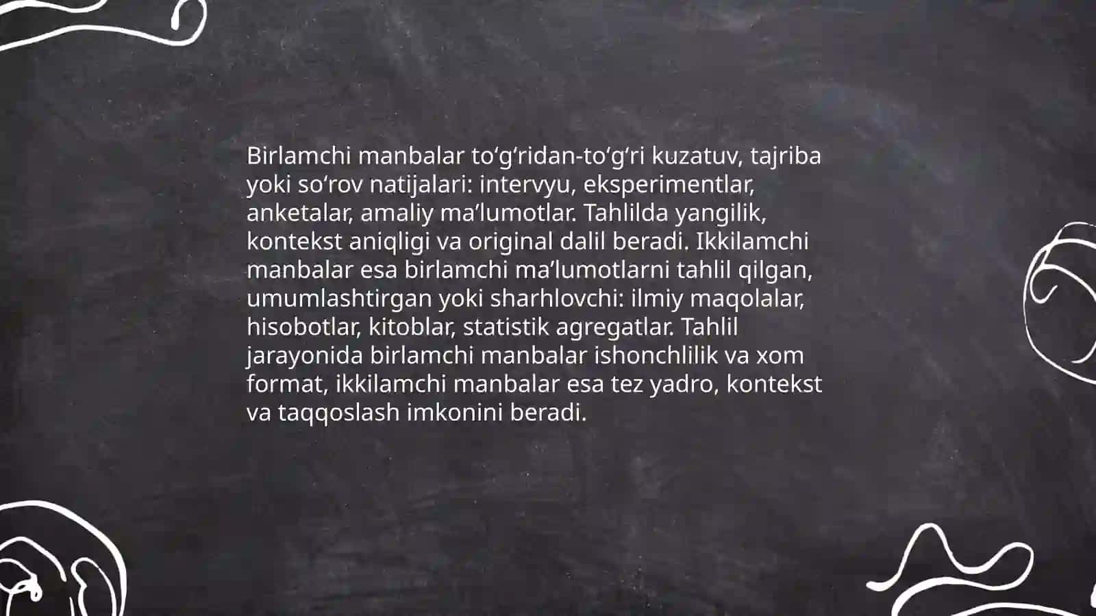 Tahlil uchun kerakli manbalar tizimi va uning turlari 4