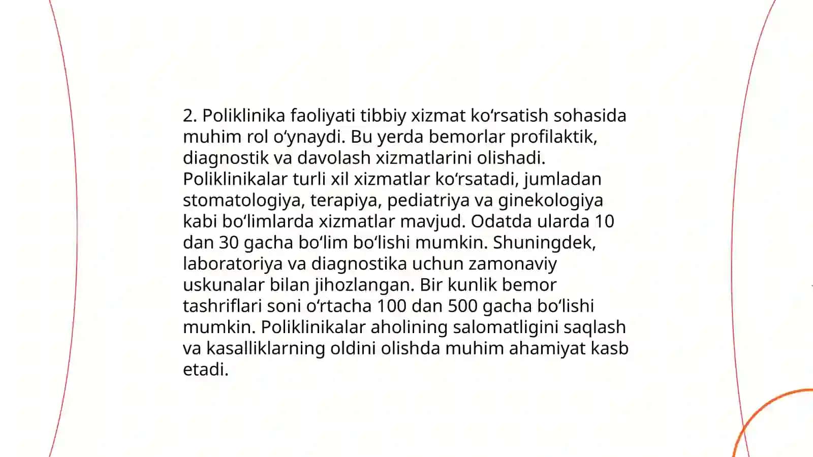 Davolash prafilaktika muassasalarining asosiy turlari va tibbiy hujjatlar yuritish tartibi 4