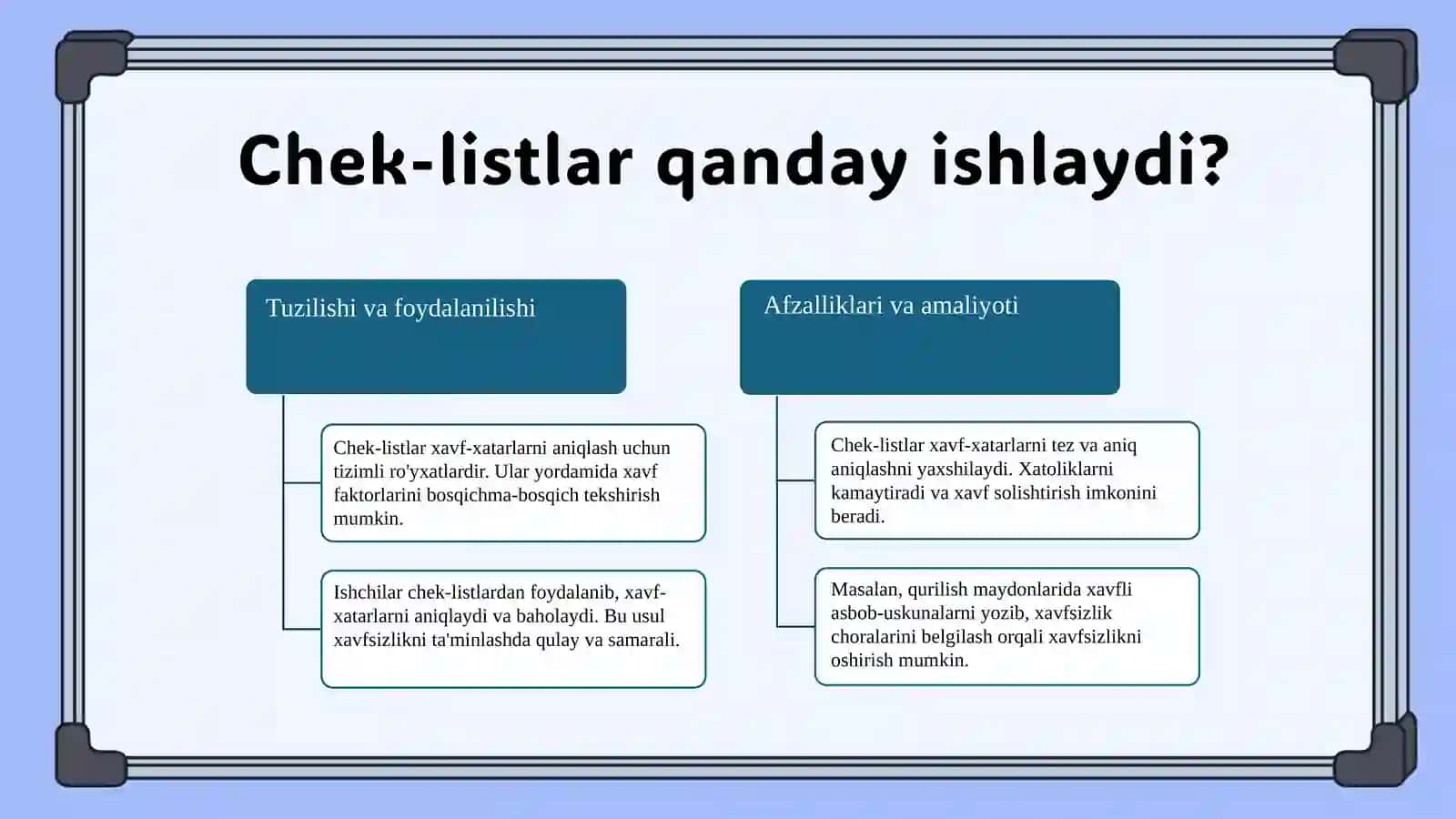 Chek-listlar xavflarni aniqlash usuli 4