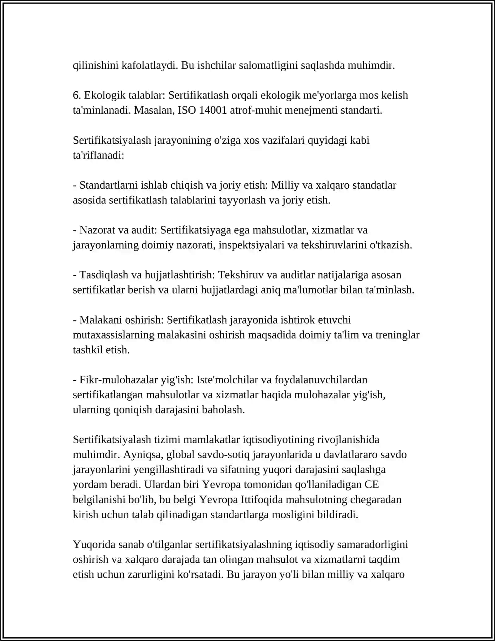 SERTIFIKATLASHTIRISH UNING HUQUQIY ME'YORIY ASOSLARI MAHSULOTLARINI SERTIFIKATLASHTIRISH TARTIBI 4
