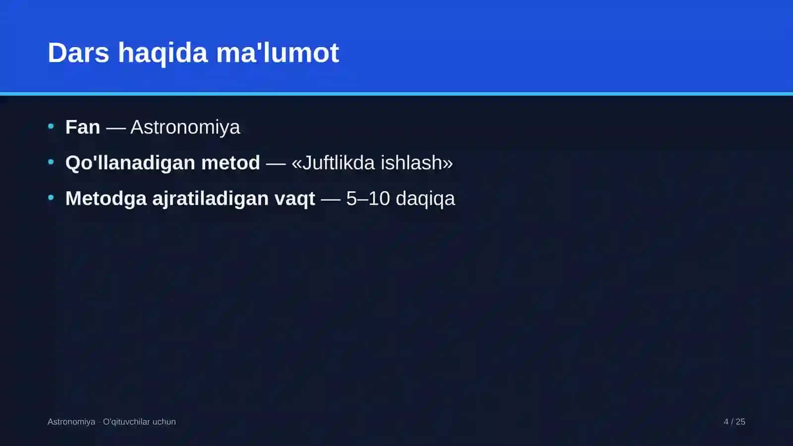 astronomiya darslarida juftlikda ishlash metodidan foydalanish 2150 4