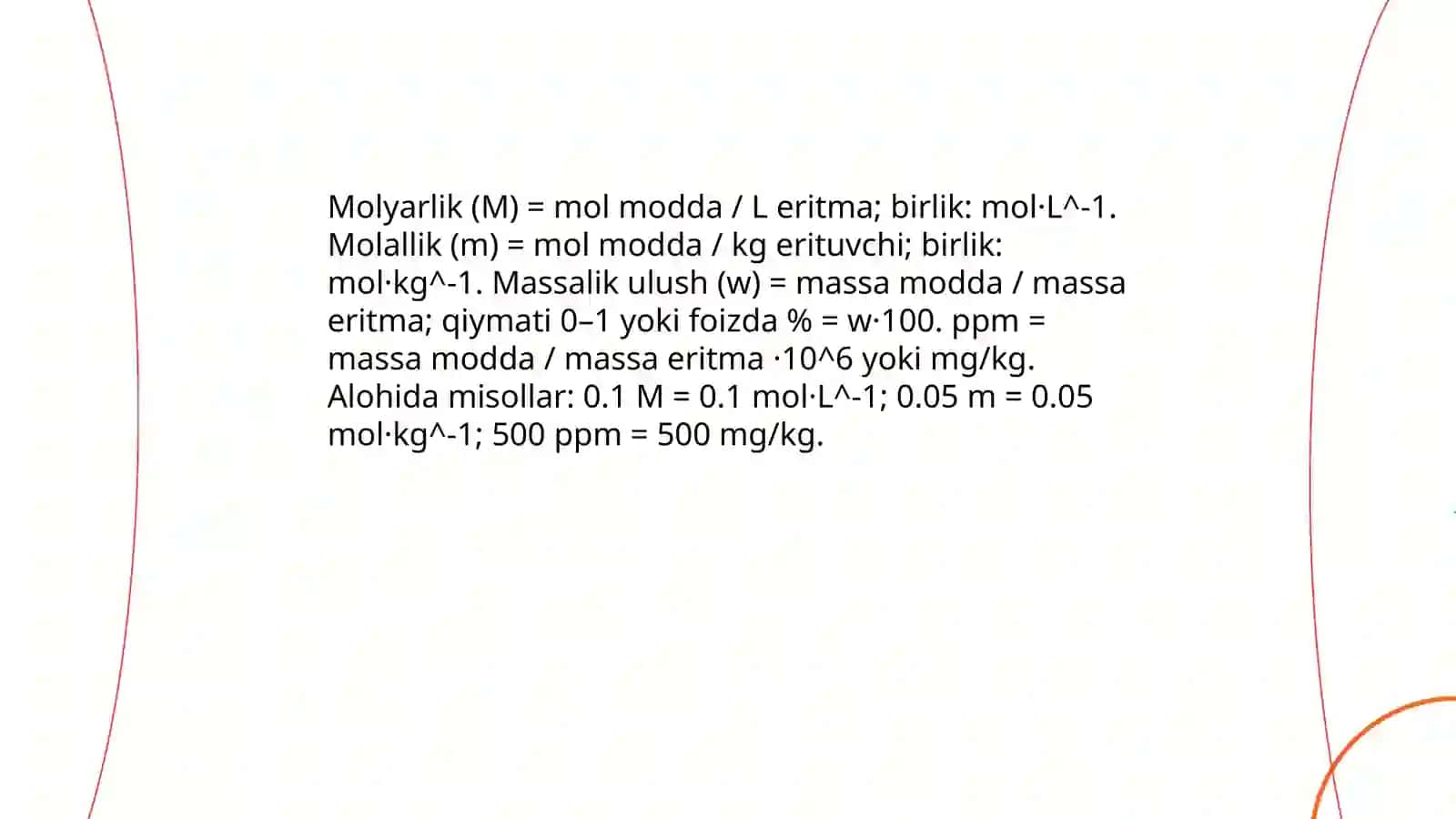 Eritmalar. Eritmalarning kolligativ hossalari. Titrimetrik tahlil asoslari 4