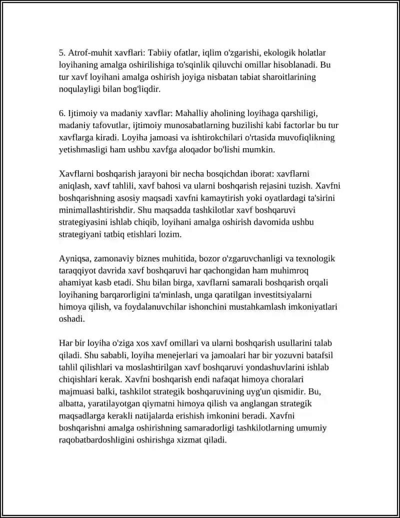 KORXONADA LOYIHA RISKLARINI BOSHQARISH 4