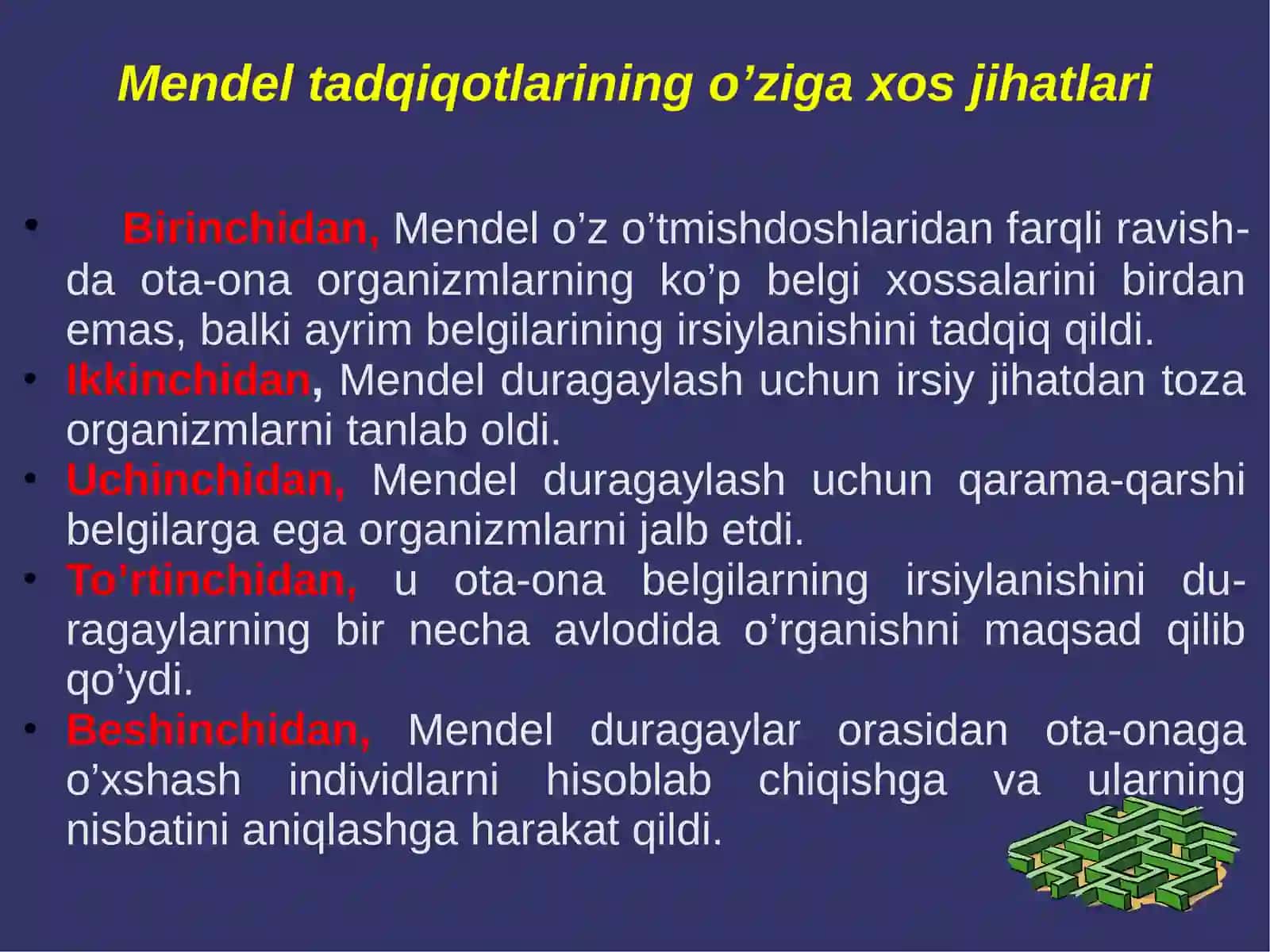 Irsiylanish qonunlari.Autosomalar bilan bog’liq belgilarning irsiylanishi 4