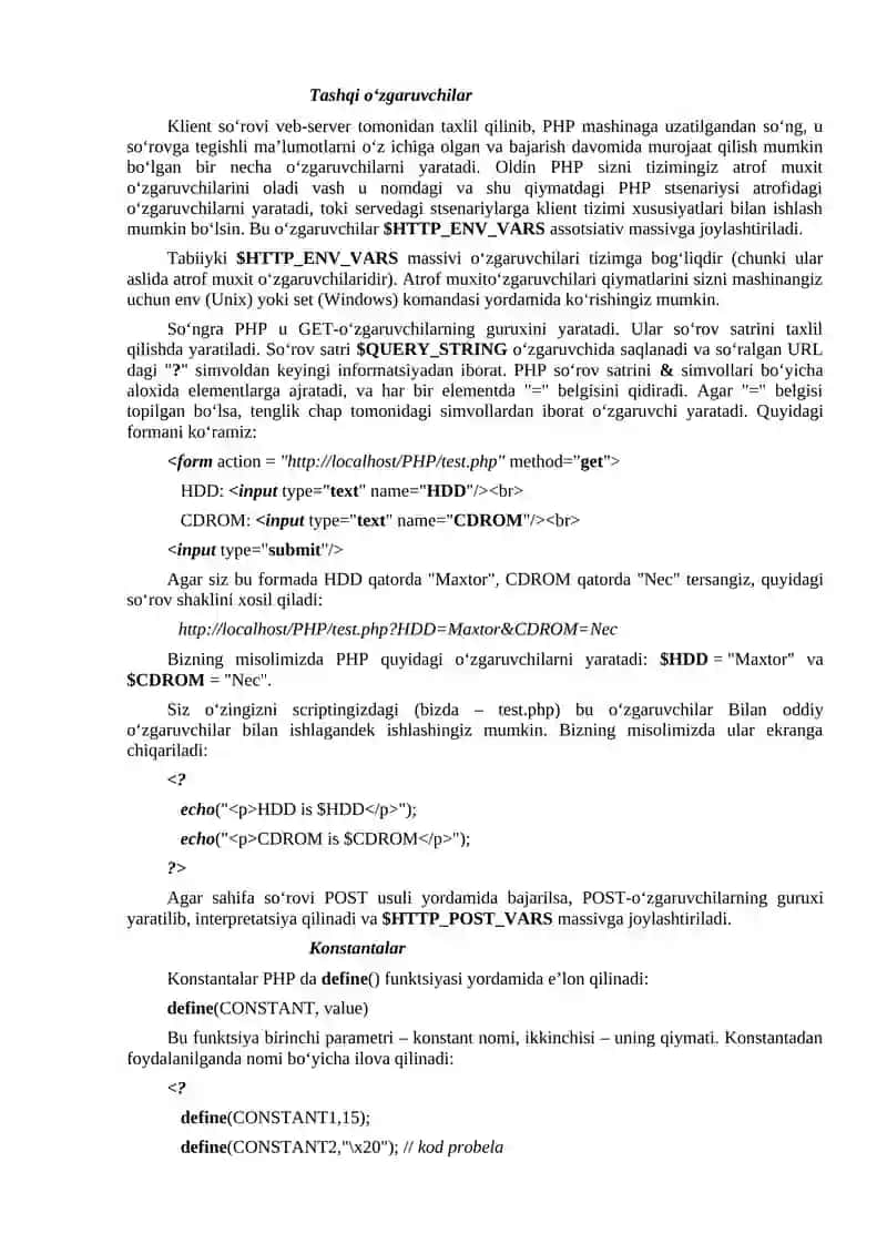 PHP dasturlash tili 4