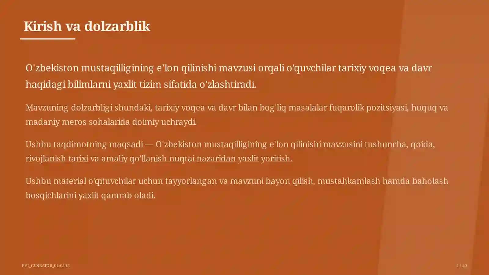 O'zbekiston mustaqilligining e'lon qilinishi (11-sinf) 4