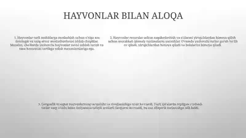 Hayvonot Olamining Yashash Tarzi, KoʻPayishi, Tarqalishi Va Xilma-Xilligi 4