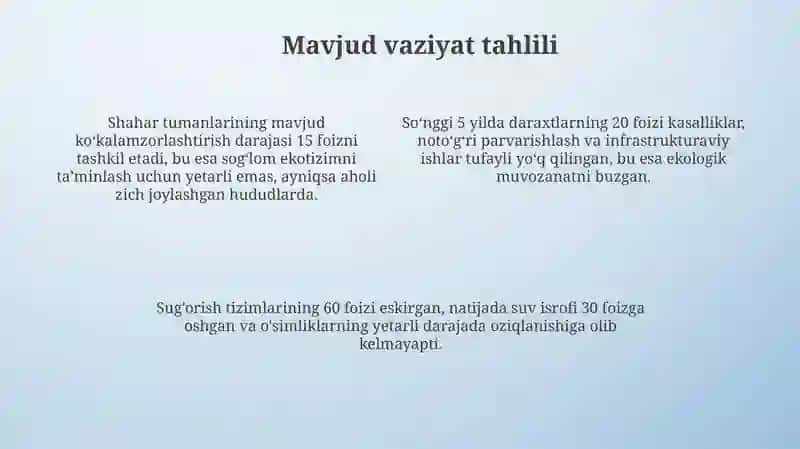Shahar tumanlarini ko‘kalamzorlashtirish 4