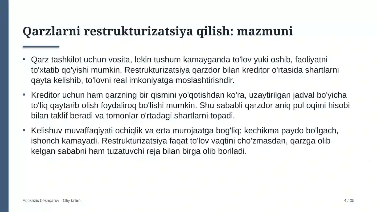 Qarzlarni restrukturizatsiya qilish: mohiyati 4