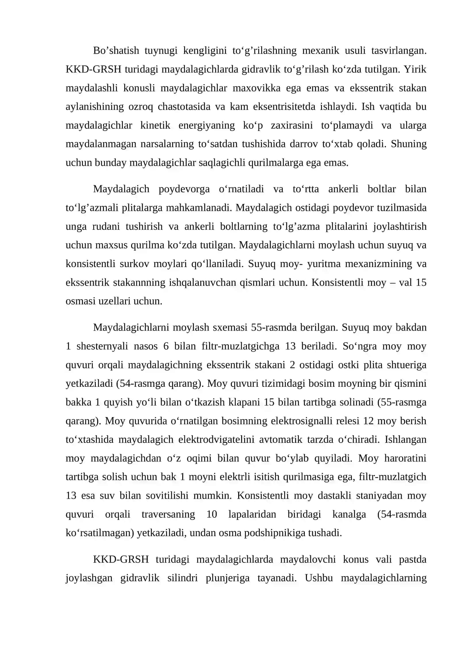 YIRIK MAYDALOVCHI KONUSLI MAYDALAGICHLARNING TEXNOLOGIK TAVSIFLARI 4