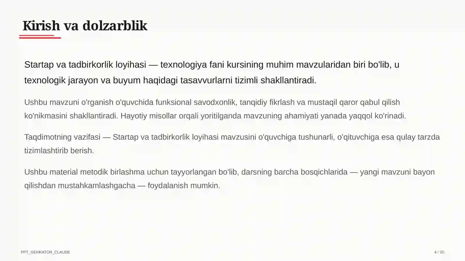 Startap va tadbirkorlik loyihasi (11-sinf) 4