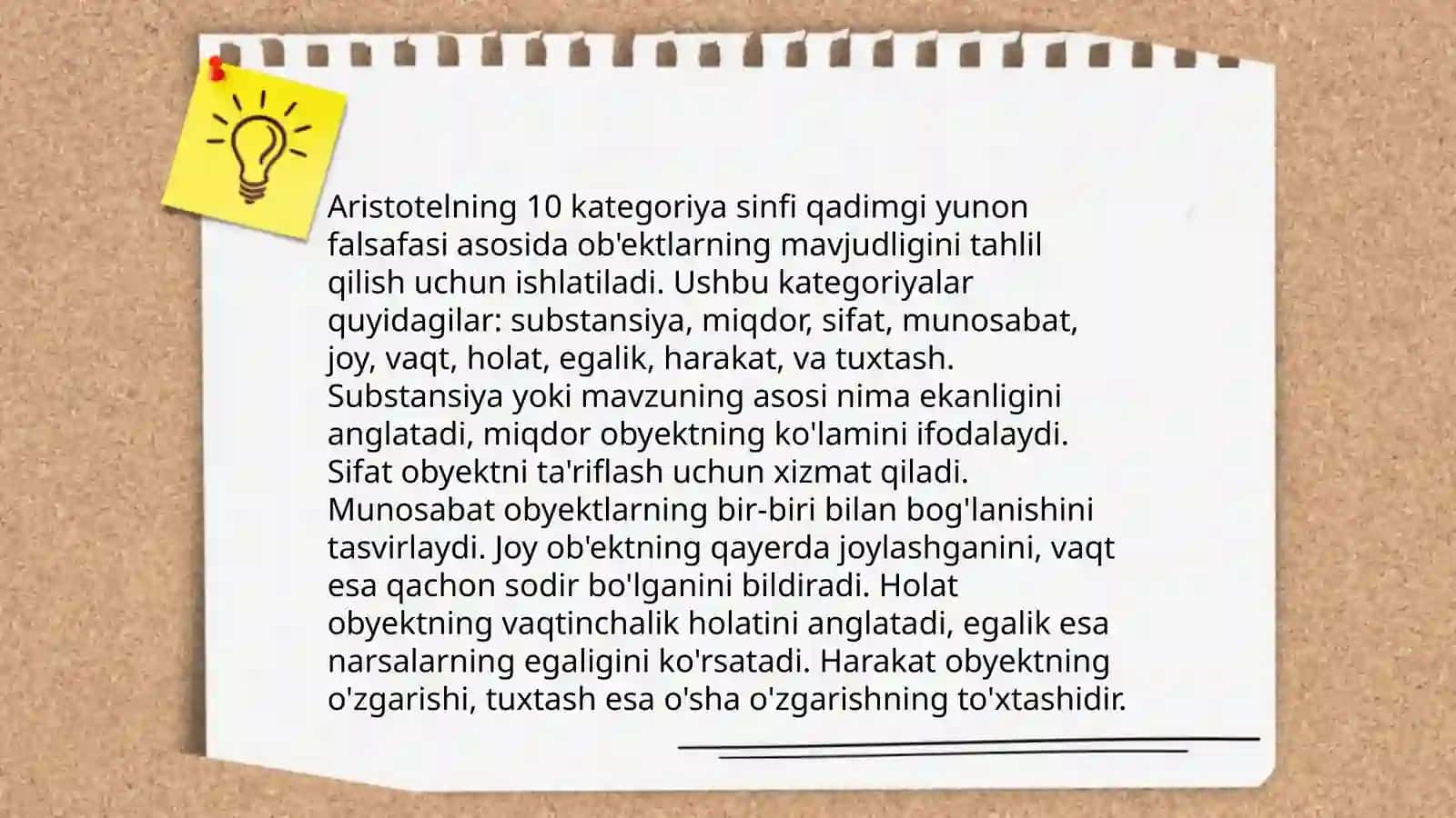 Aristotel, Forobiy va Kant ontologiyasida kategoriyalarning tasnifi 4