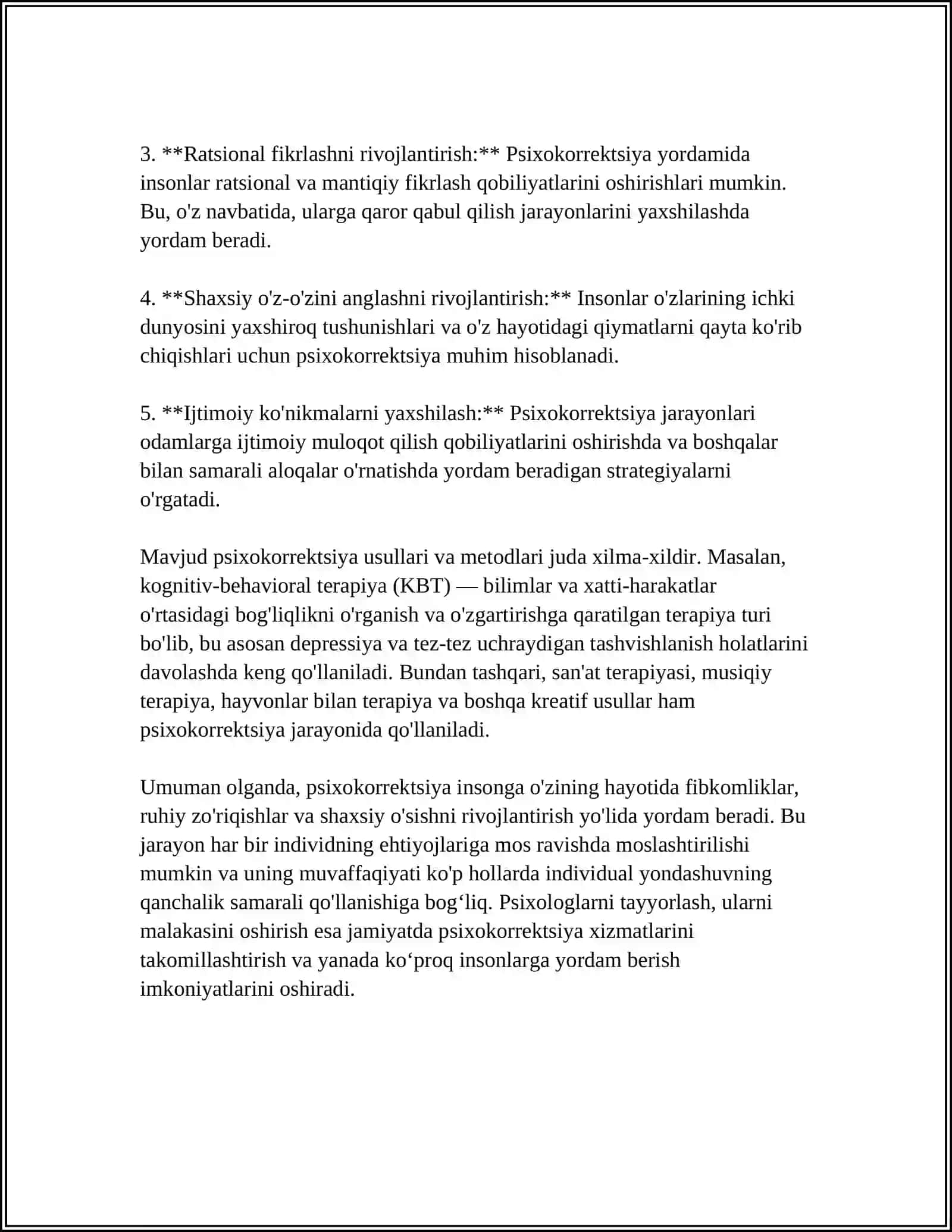 PSIXOKORREKSION ISHLARNI TASHKIL ETISH:TEXNIKALAR VA USLUBLAR 4