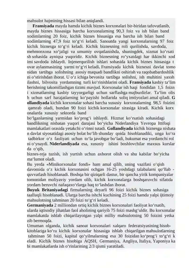 Rivojlangan mamlakatlar biznesining o’ziga xos tomonlari va ulardan mamlakatimiz biznes va tadbirkorligini rivojlantirishda oqilona foydalanish 4