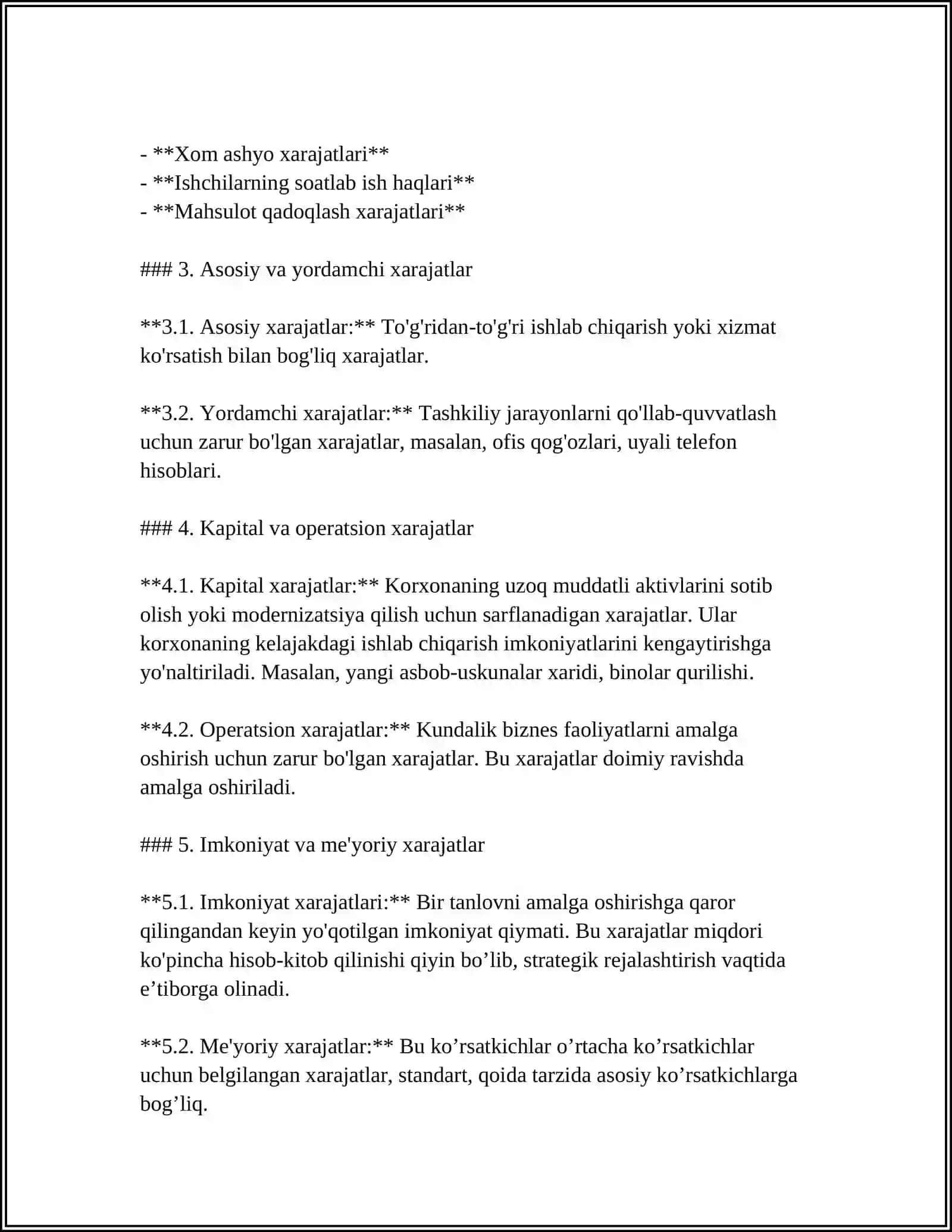 KORXONA XARAJATLARI VA FOYDASI 4