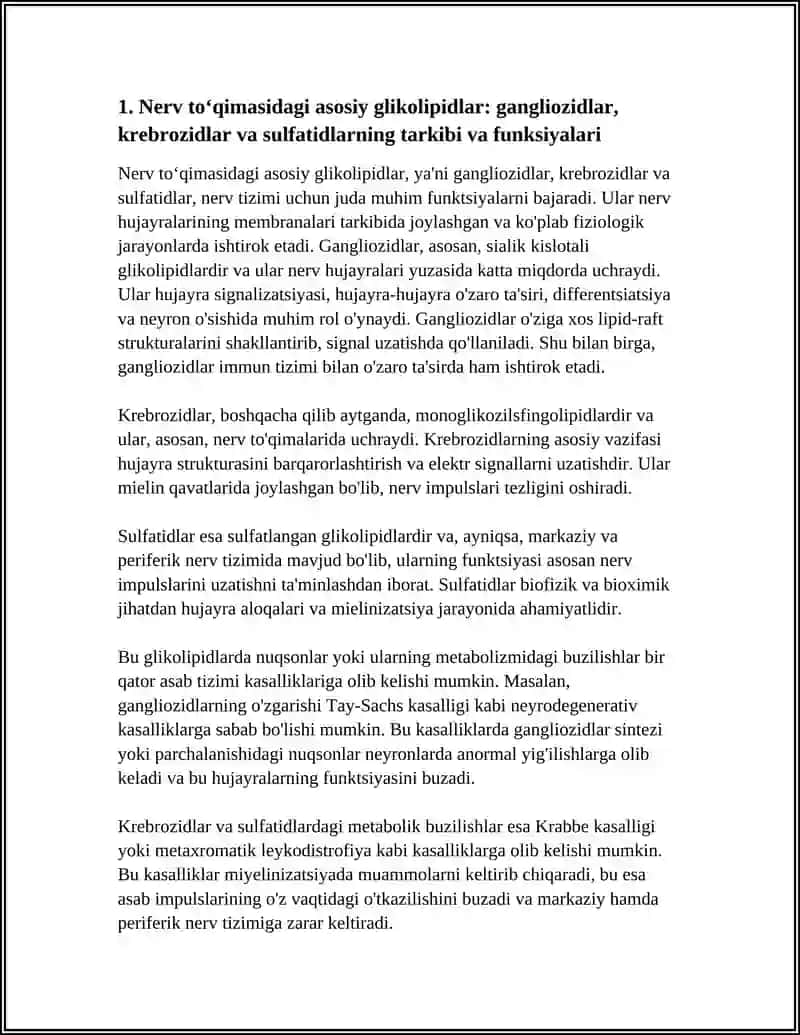 Nerv toʻqimasidagi asosiy glikolipidlar 4