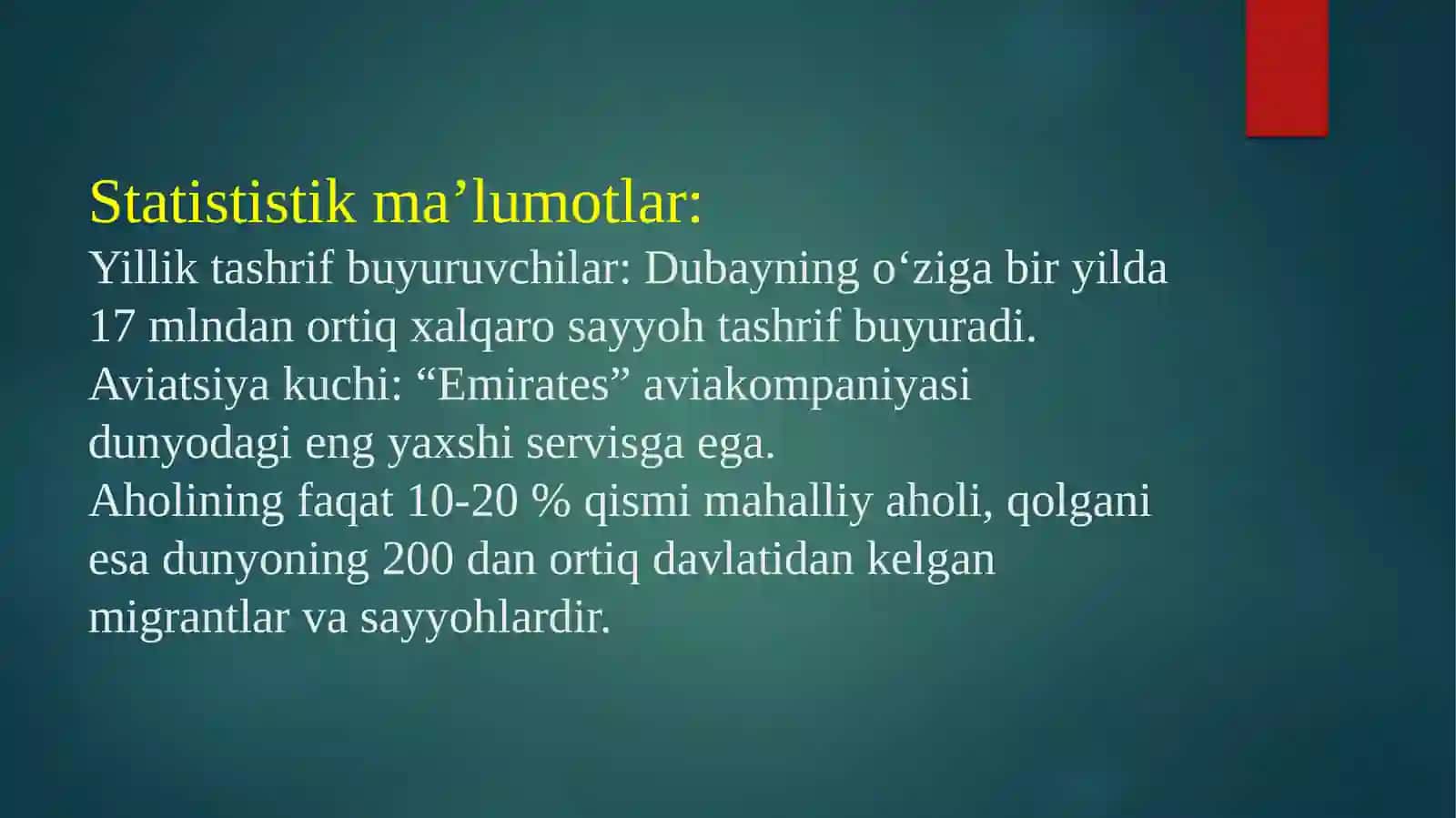 Birlashgan Arab Amirliklari turizmi va O‘zbekiston-Amirliklar Strategik Hamkorligi 4