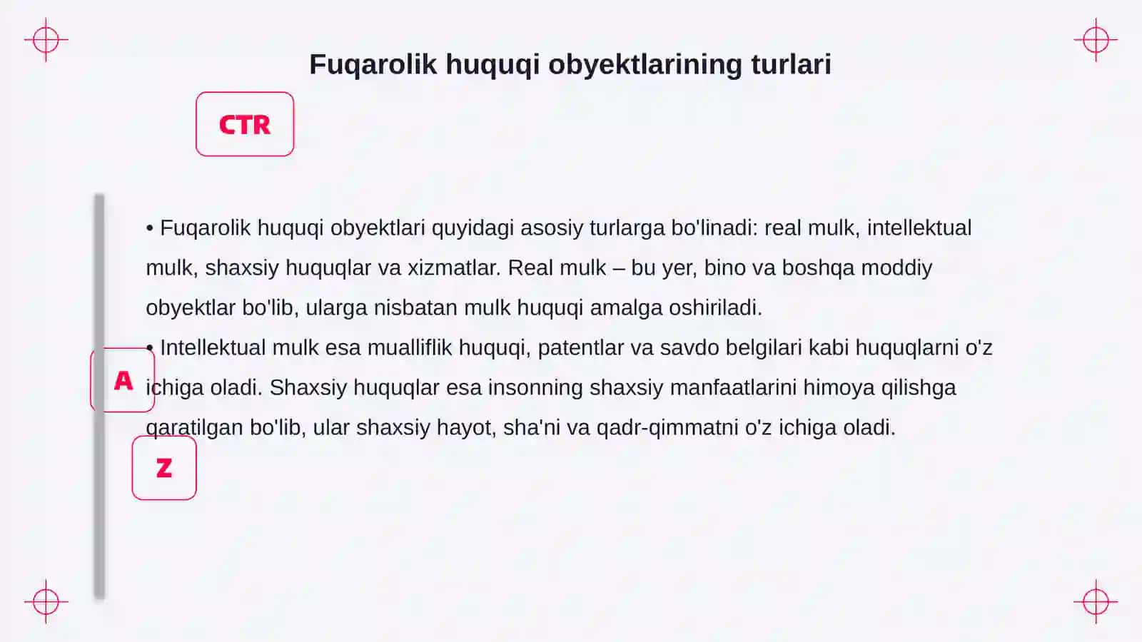 Fuqarolik huquqi obyektlari 4