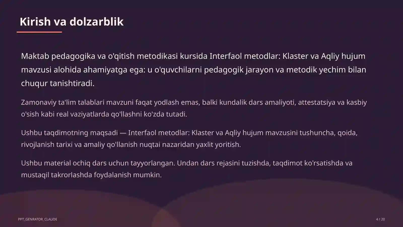 Interfaol metodlar: Klaster va Aqliy hujum 4