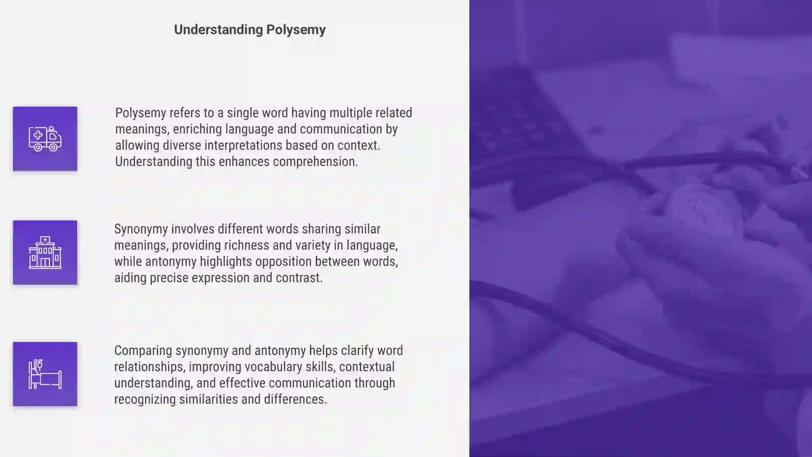 Polysemy, Synonymy, Antonymy 4
