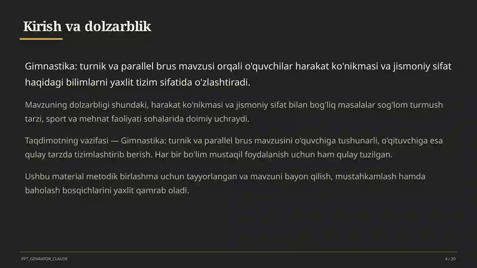 Gimnastika: turnik va parallel brus (6-sinf) 4