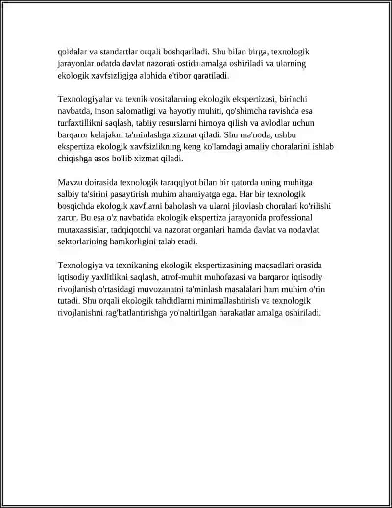 TEXNOLOGIYA VA TEXNIKANING EKOLOGIK EKSPERTIZASI 4