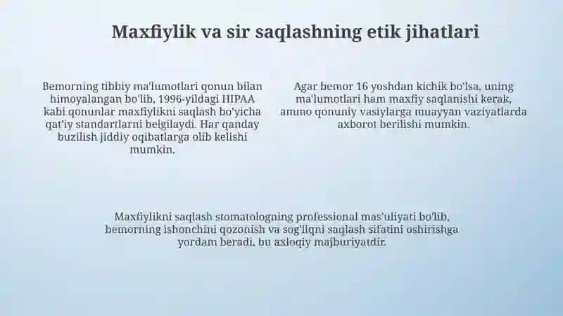 Fuqarolarga stomatologik yordam korsatishning etik jihatlari 4