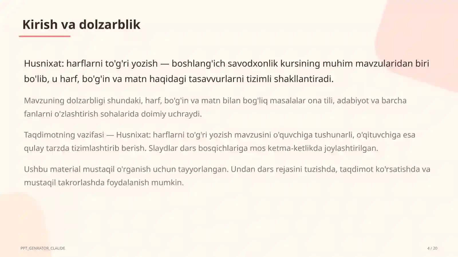 Husnixat: harflarni to'g'ri yozish (1-sinf) 4