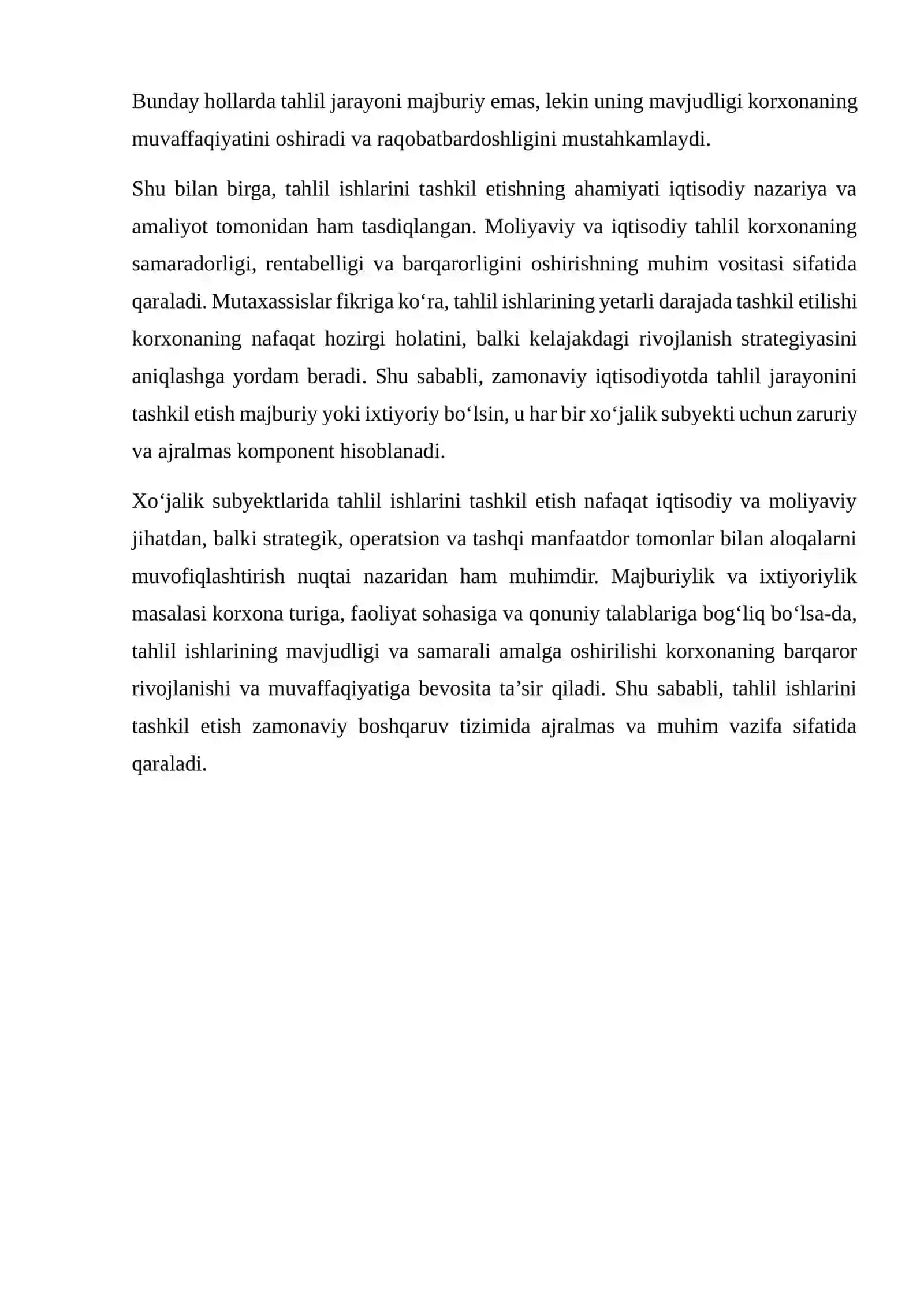 XO‘JALIK SUBYEKTLARIDA TAHLIL ISHLARINI TASHKIL ETISH: MAJBURIYAT YOKI IXTIYORIYLIK? 4