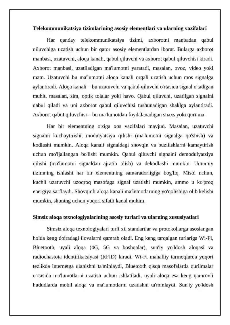 Telekommunikatsiya va simsiz aloqa texnologiyalari 4