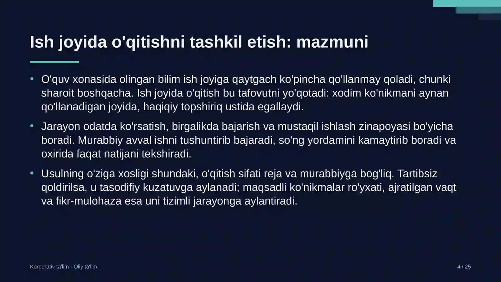 xususiy maktablarda ish joyida o'qitishni tashkil etish 6074 4