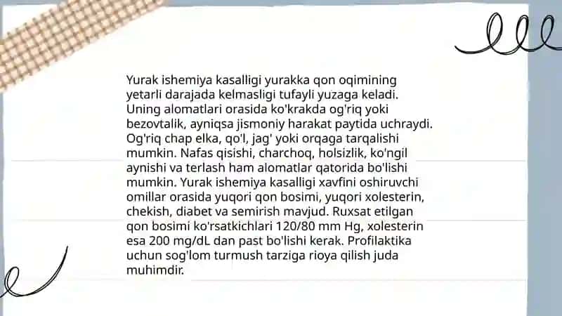 Yurak ishemyasi 4