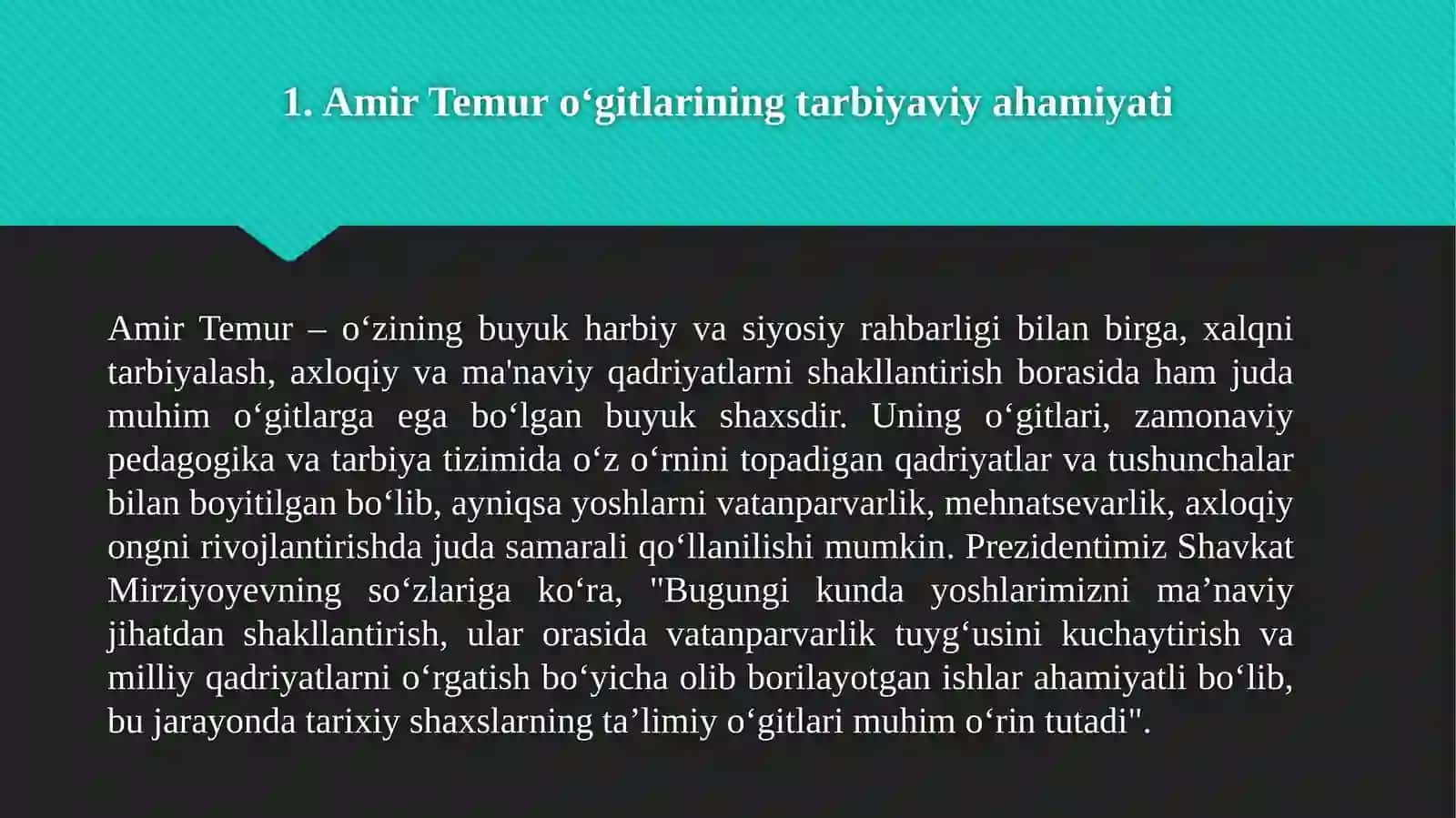 Amir Temur  o‘gitlarining tarbiyaviy  ahamiyati 4