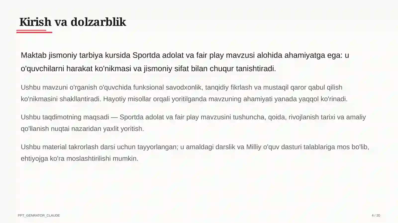 Sportda adolat va fair play (10-sinf) 4