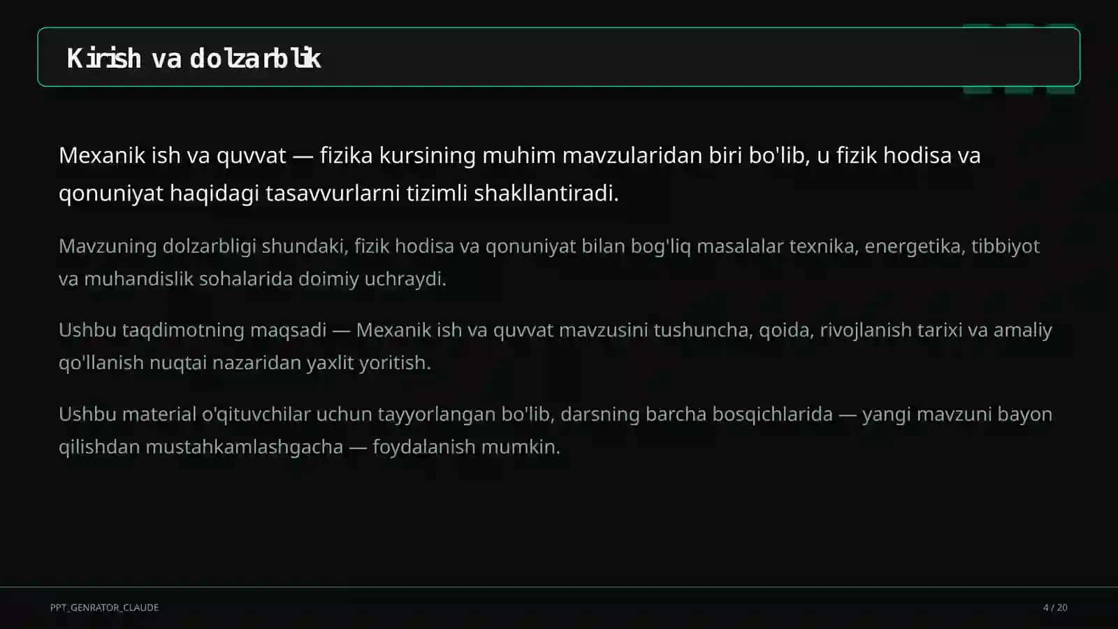 Mexanik ish va quvvat (7-sinf) 4