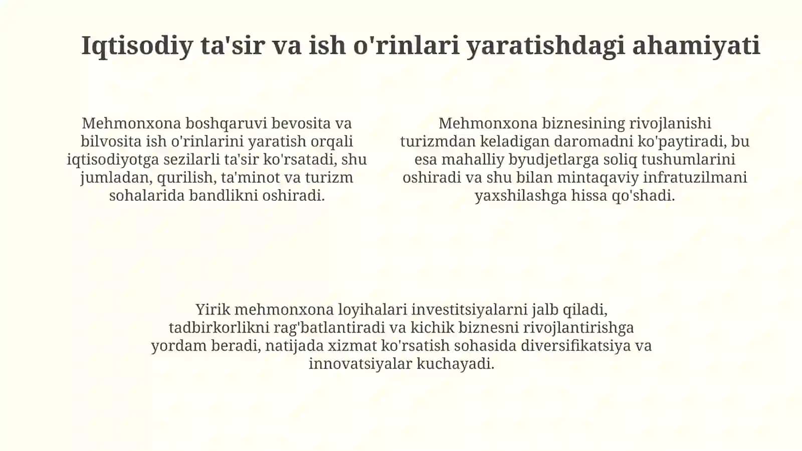 Mehmonxona sanoati va xizmat ko'rsatish sohasi 4