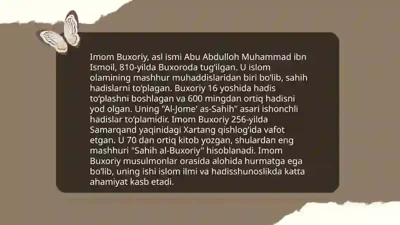 Imom Buxoriy va Imom Termiziyning hadis ilmiga qoʻshgan hissalarini qiyosiy tahlili 4