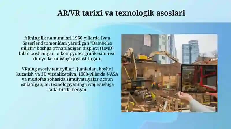 AR/VR texnologiyalarining sohalar bo’yicha qo’llanilishi 4