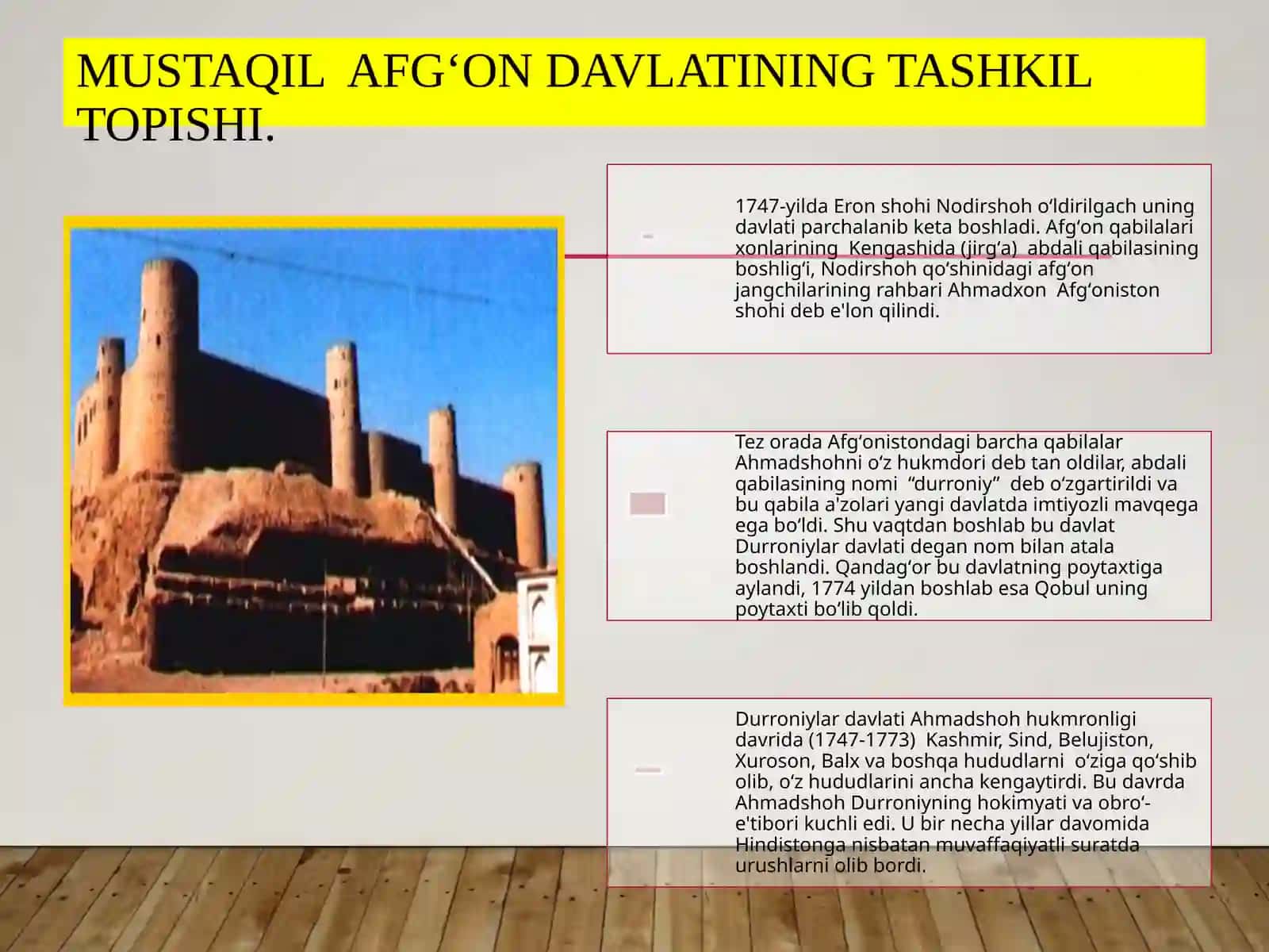 AFGʻONISTON   YANGI DAVRDA   TARIXIY  RIVOJLANISHNING ASOSIY   VOQEALARI  VA JARAYONLARI. 4