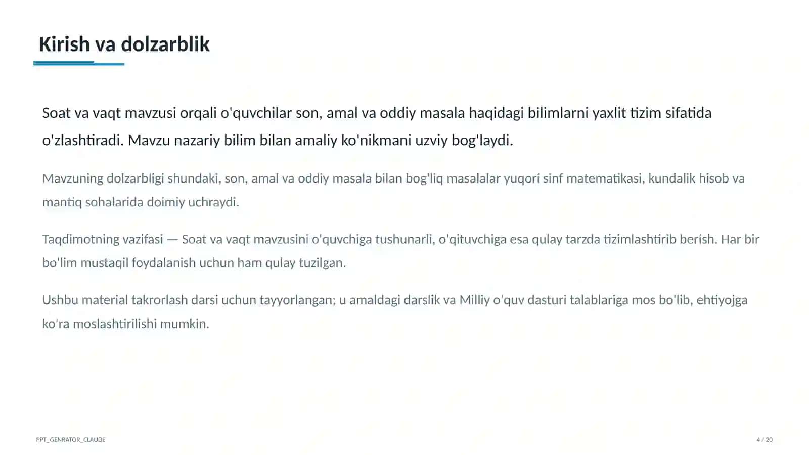 Soat va vaqt (1-sinf) 4
