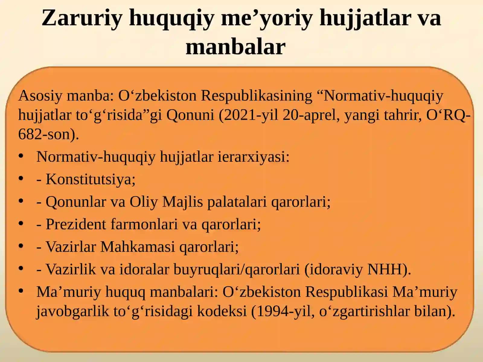 Normativ-huquqiy hujjat loyihasini ekspertizadan o‘tkazish va kelishish 4
