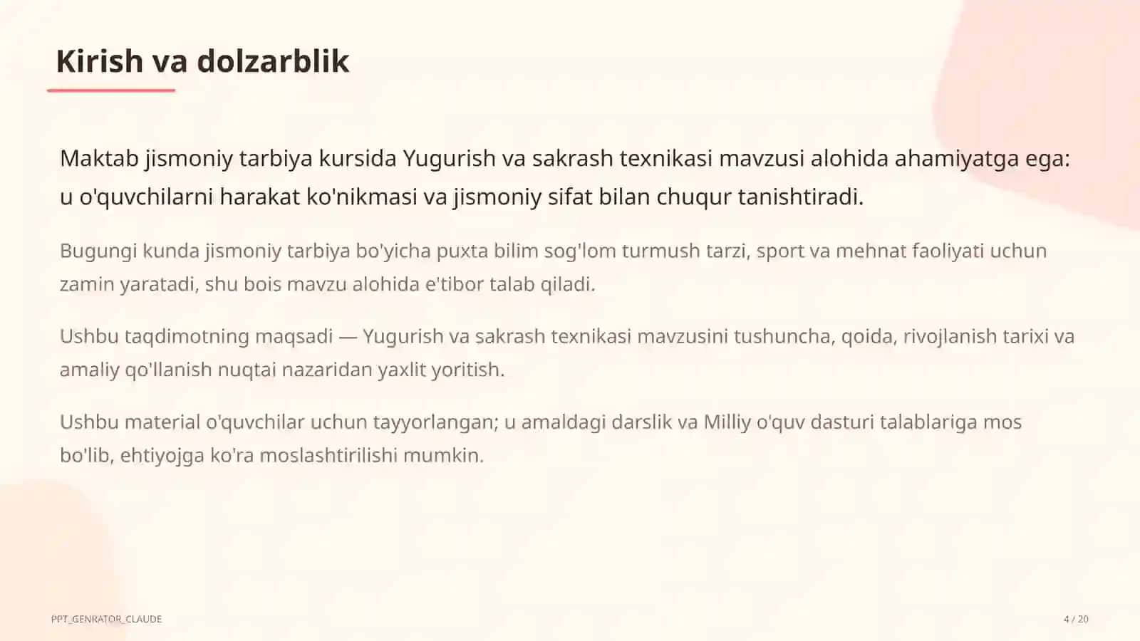 Yugurish va sakrash texnikasi (2-sinf) 4