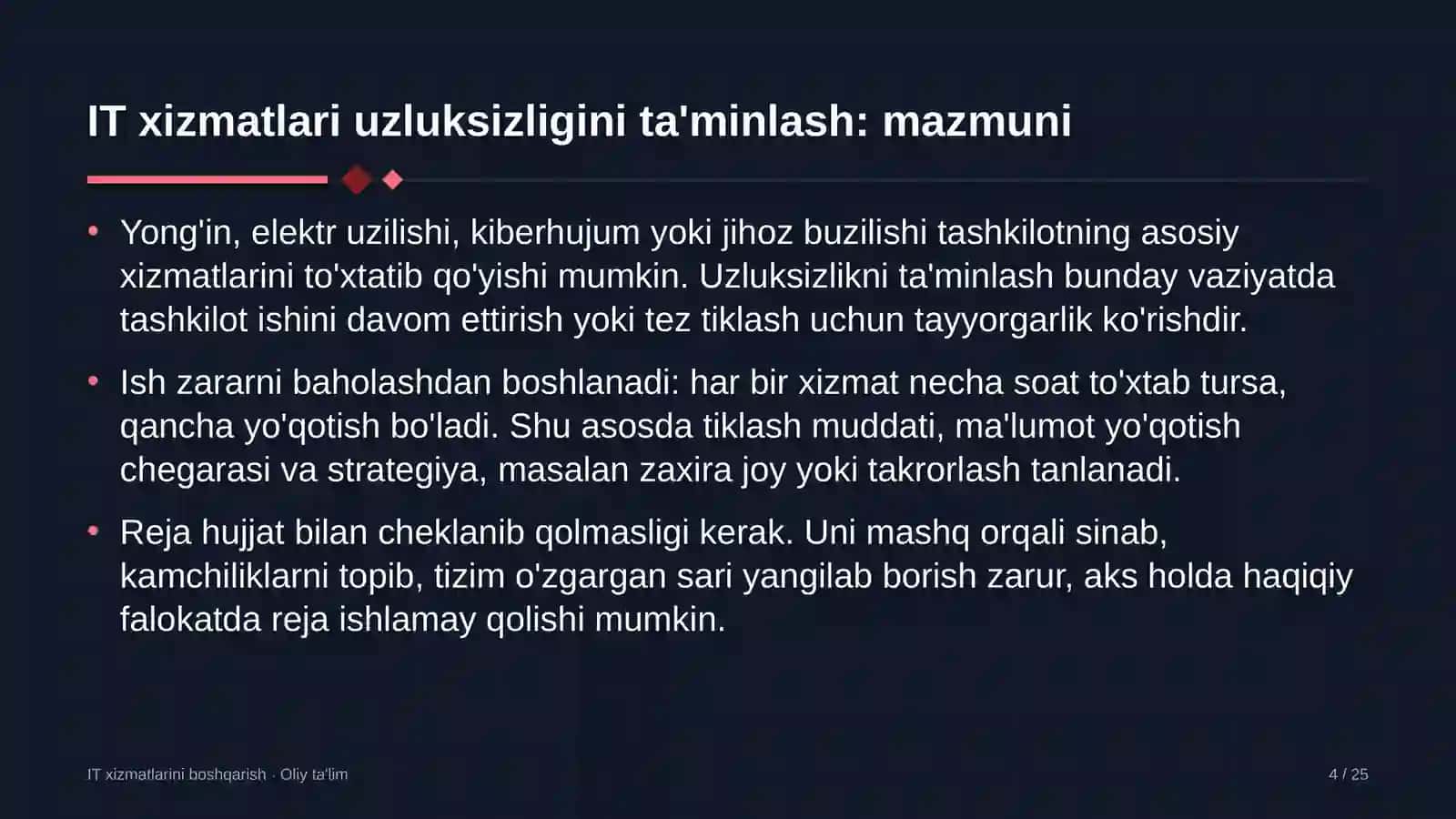qadoqlash materiallari ishlab chiqarishda axborot texnologiyalari xizmatlari uzluksizligini ta'minlash 5469 4