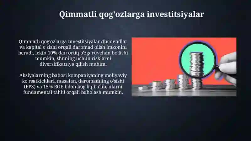 Moliyaviy investitsiyalar turlari va ularni baholash 4