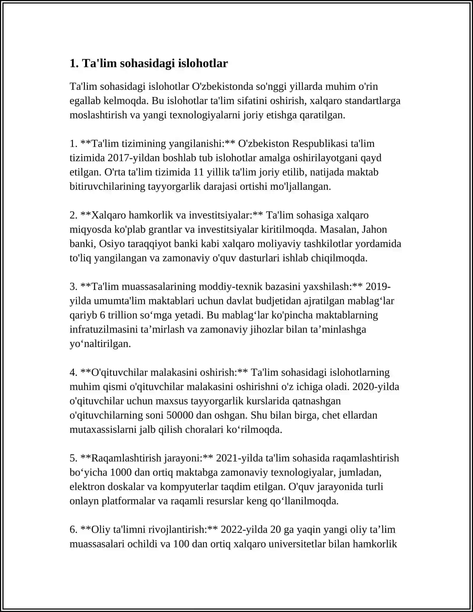 YANGI O'ABEKISTONDA PREZIDENT SH.M.MIRZIYOYEV RAHBARLIGI VA TASHABBUSI OSTIDA AMAIGA OSHIRILAYOTGAN ISTOHOTLAR 4