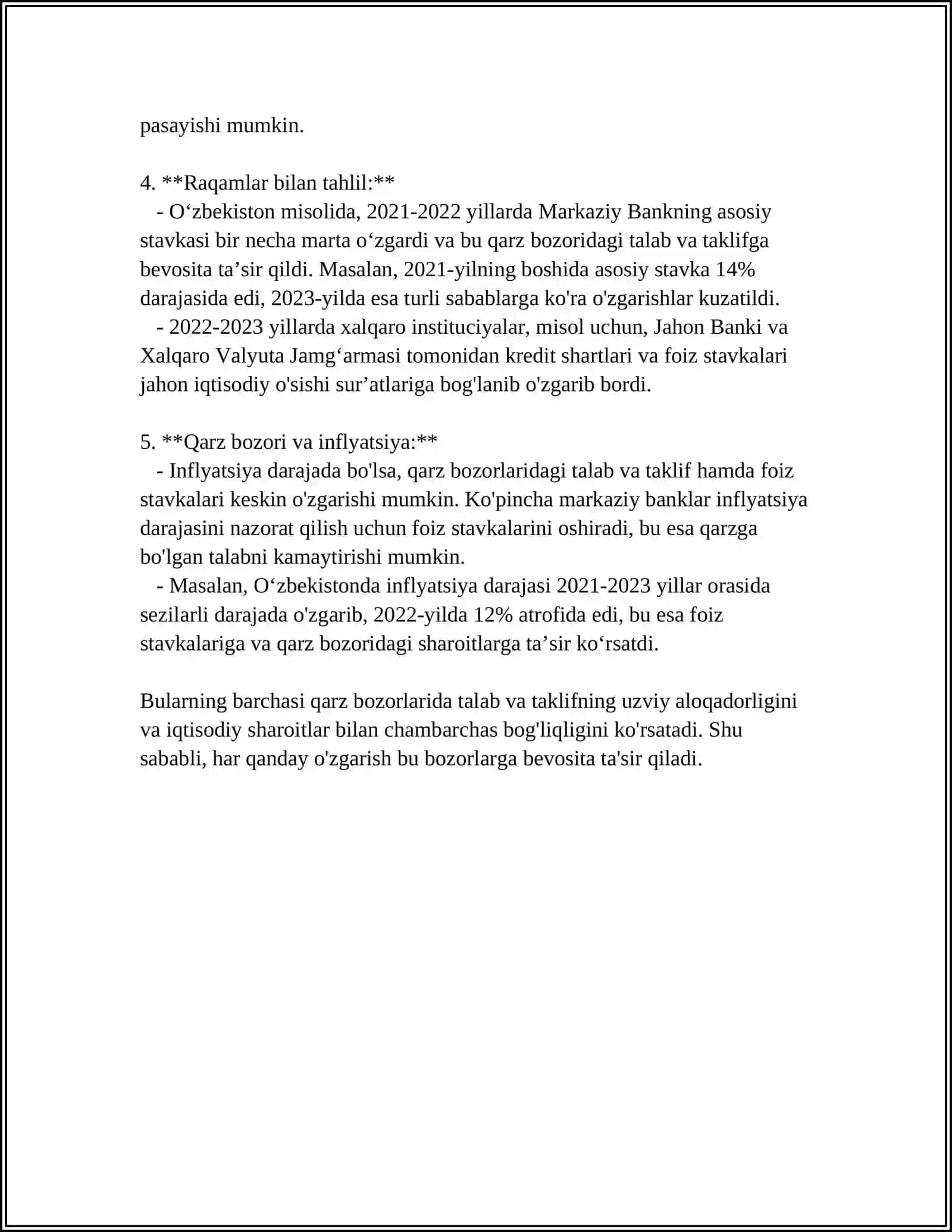 Qarz Bozorlariidagi Talab va Taklif 4