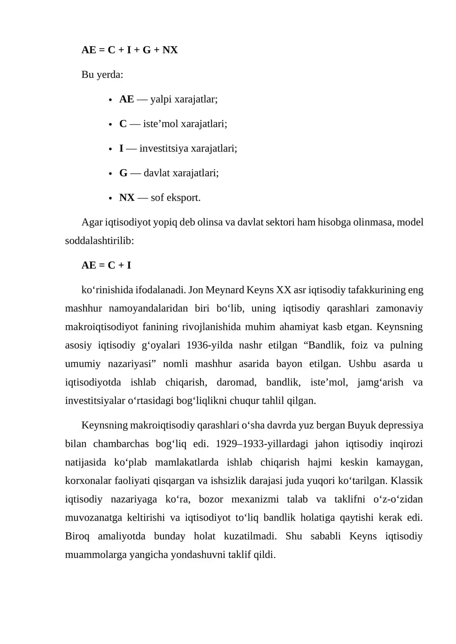 Keynsning tovar va xizmatlar bozorida makroiqtisodiy muvozanat modeli 4