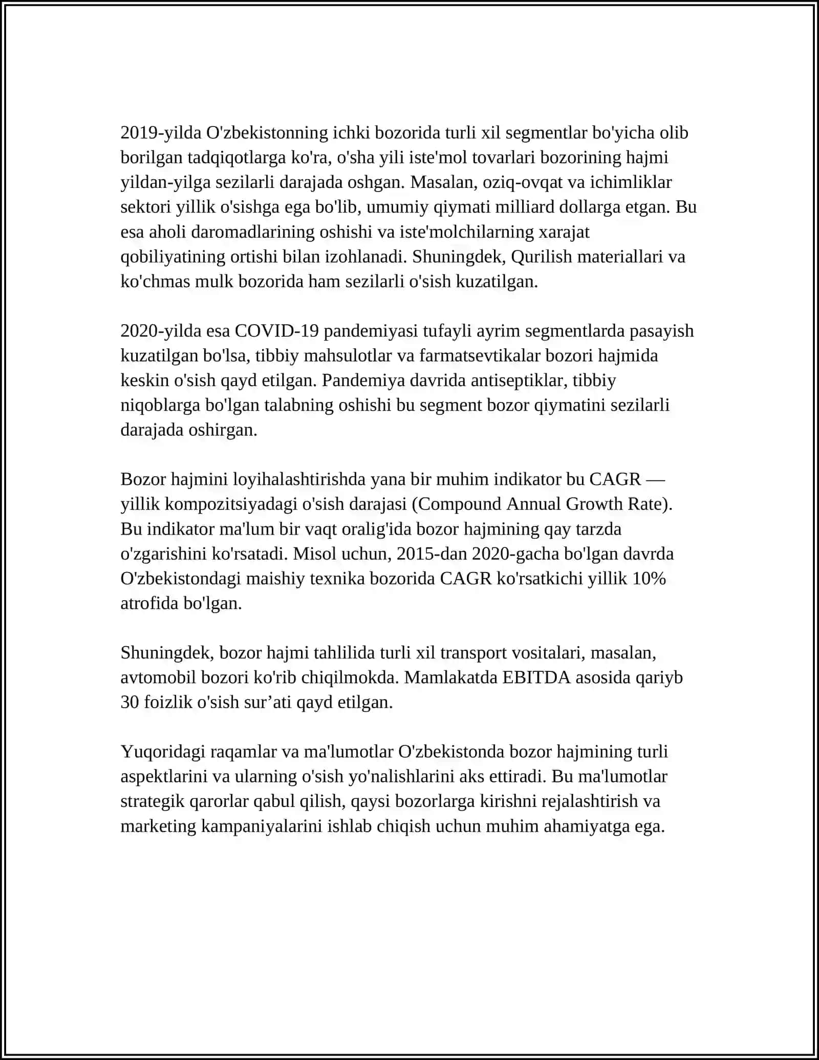 BOZOR HAJMINI ANIQLASHDA EKONOMETRIK MODELLARDAN FOYDALANISH 4
